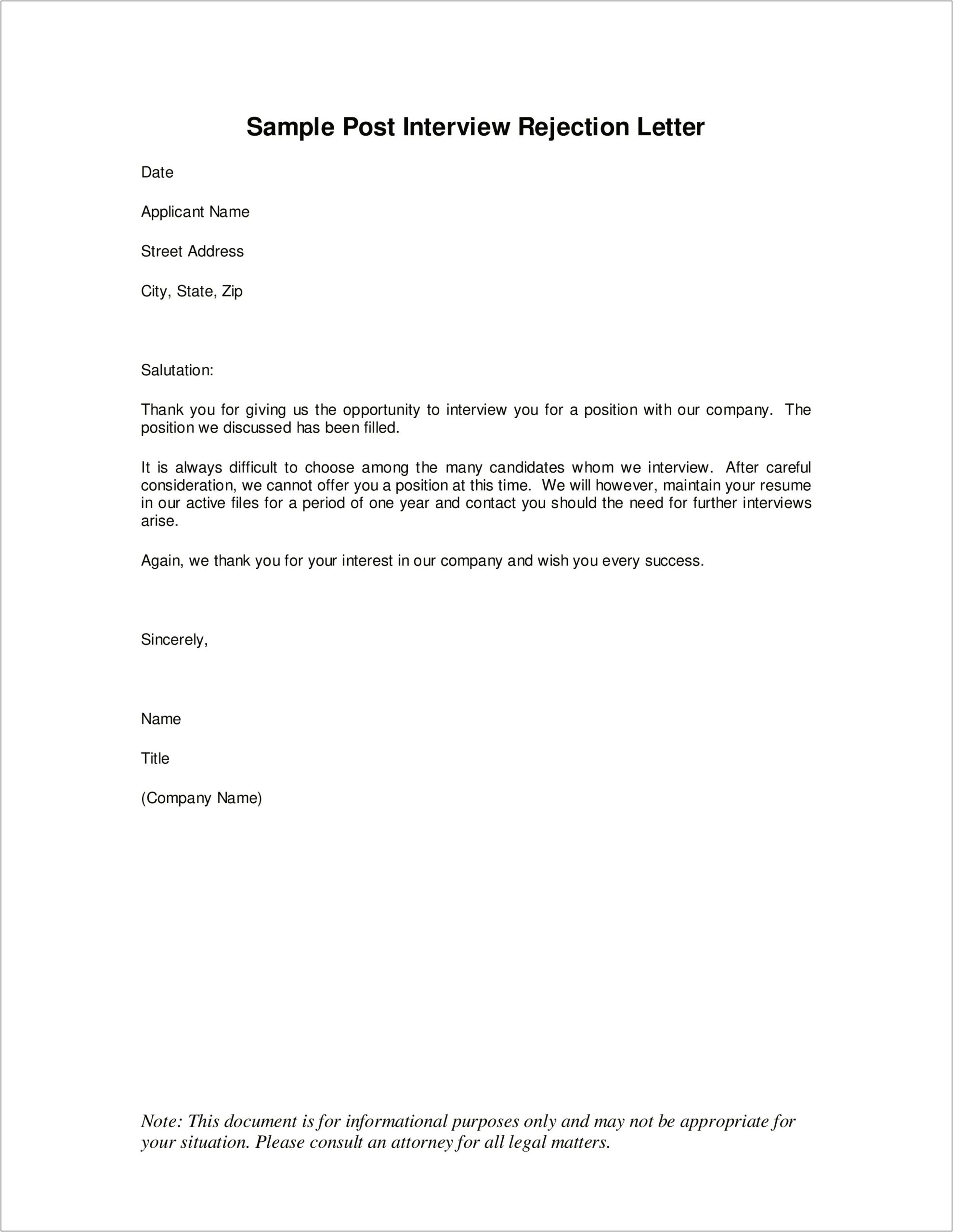 Thank You Letter For Applicants Resume