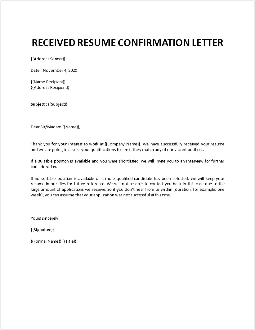 Thank You Letter For Interest In My Resume