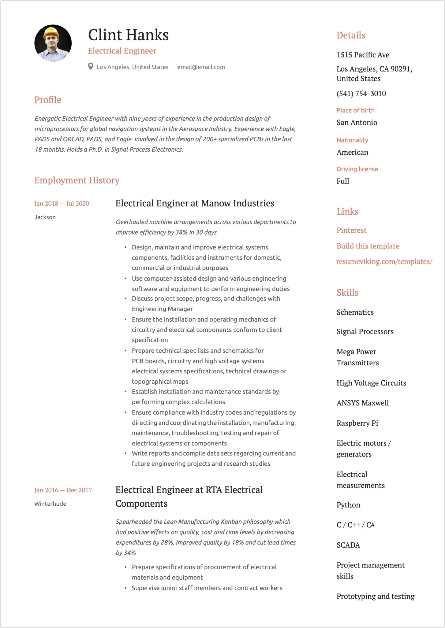 The Best Resume Electrical Engineer Pdf