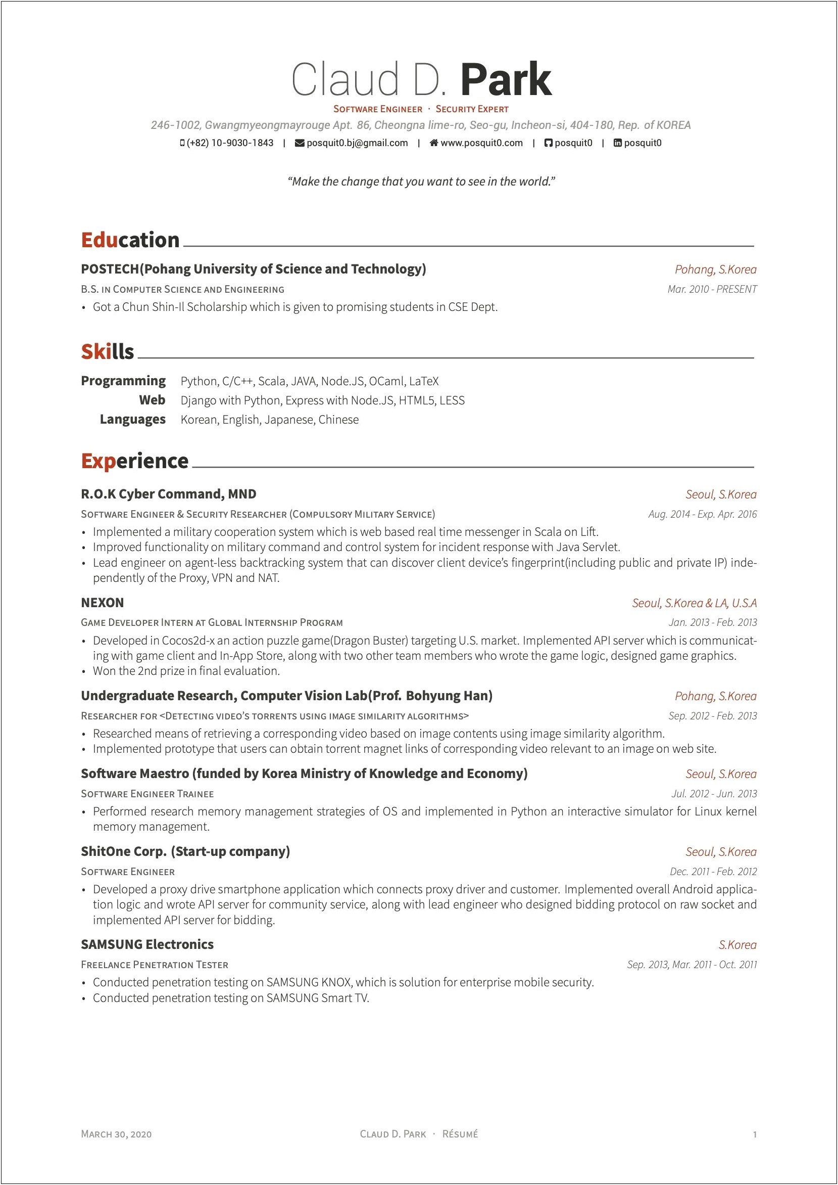 The Best Resume For Internship Student