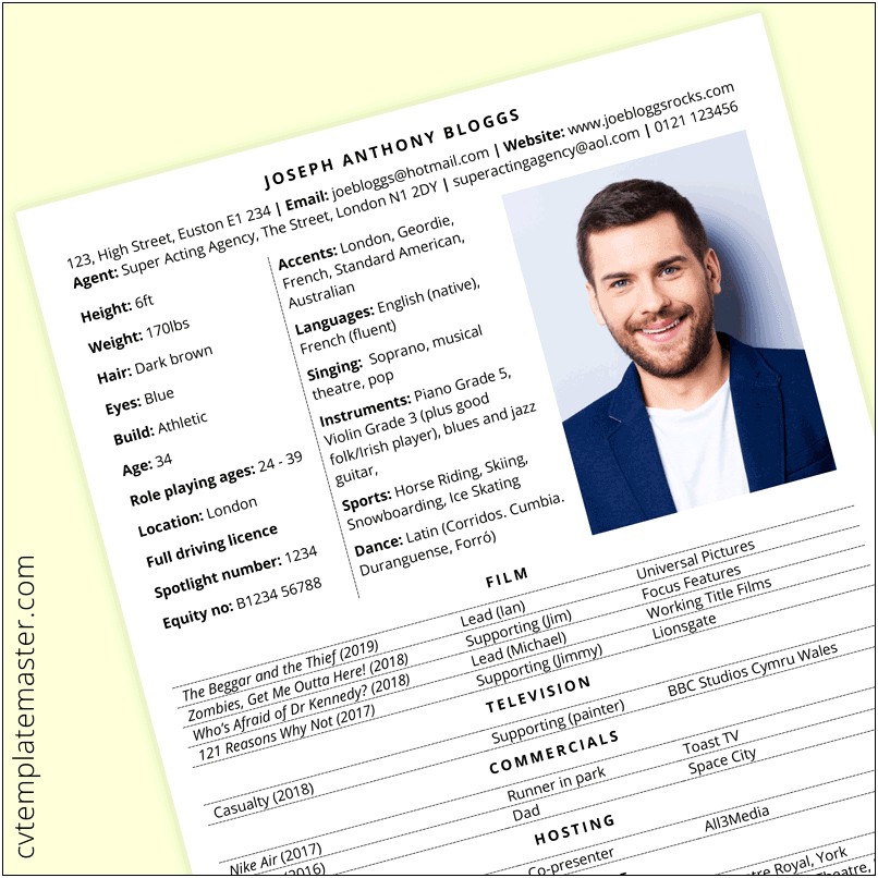 Theatre Resume Template For High Schoo