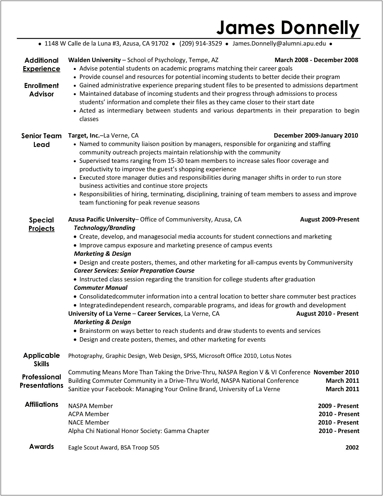 Things To Put In Activities On Resume