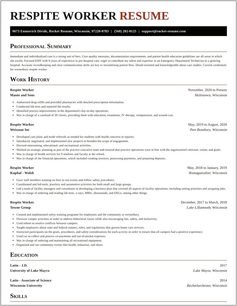 Things To Put On Respite Worker Resume