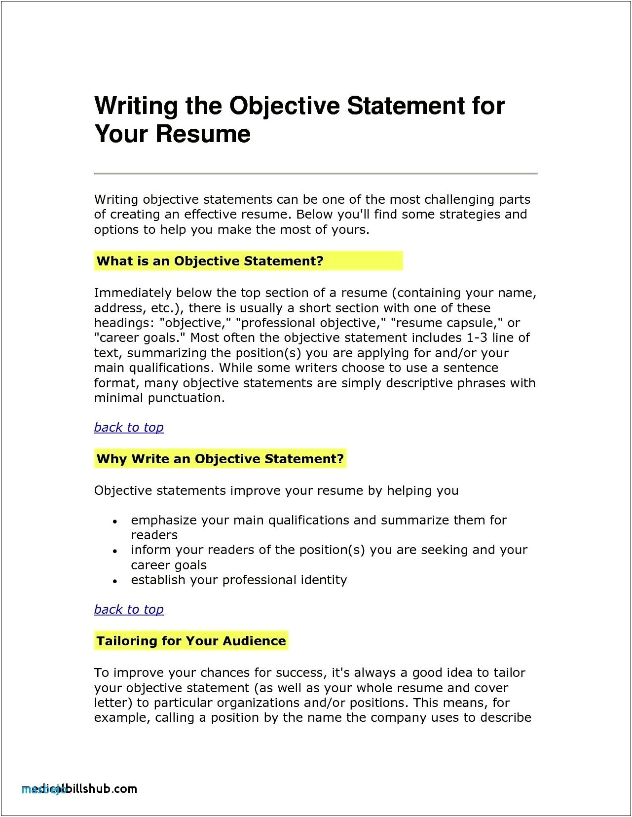 Things To Write On A Resume Objective
