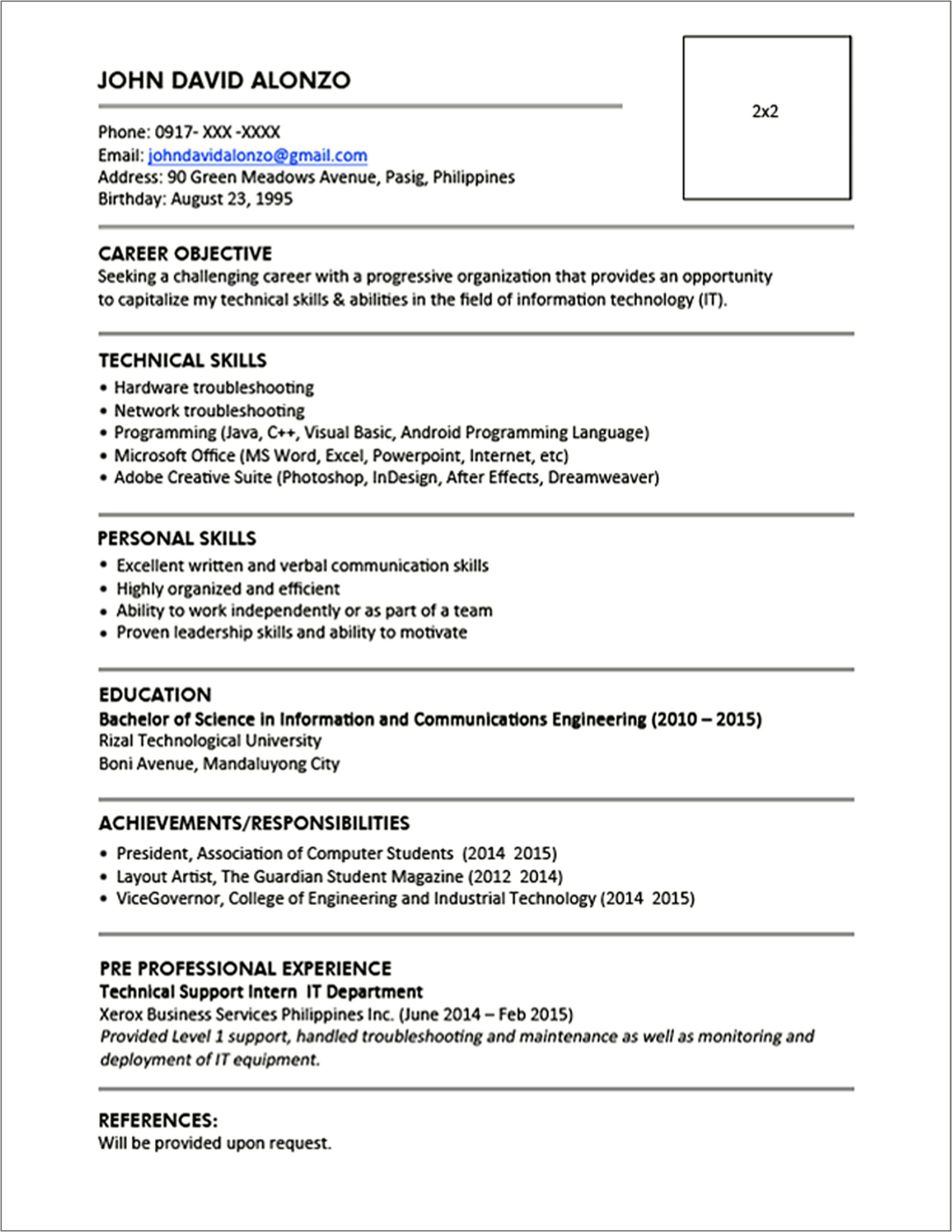 Time At Job Format On A Resume