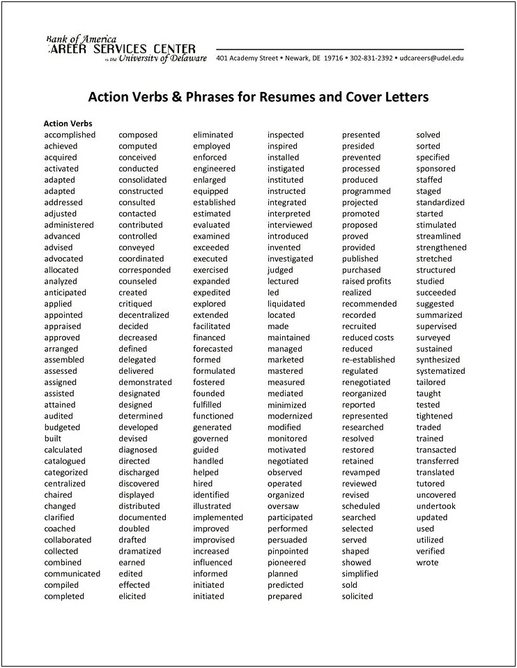 Tips For A Good Resume Action Words