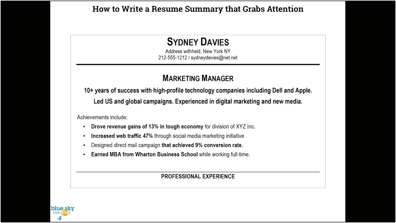 Tips For Writing A Summary In A Resume