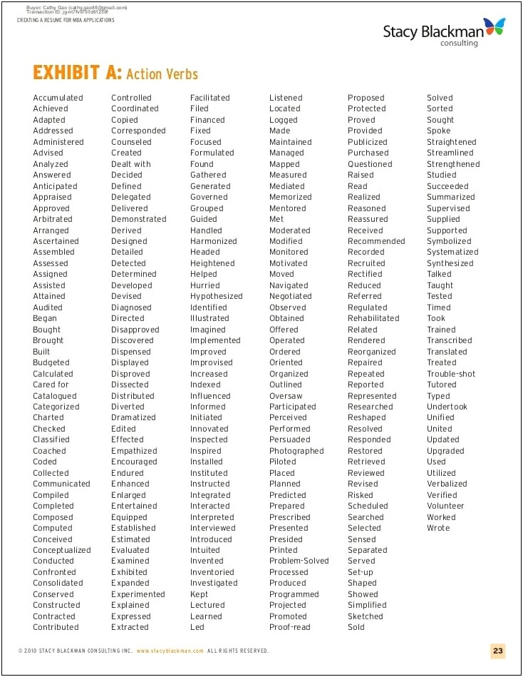 Top 100 Words To Use On A Resume