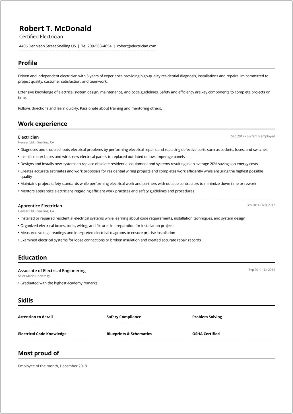 Traditional Chronological Resume Template For 50 And Older