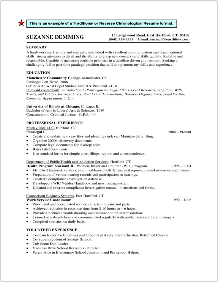 Traditional Resume Example For Billing Position