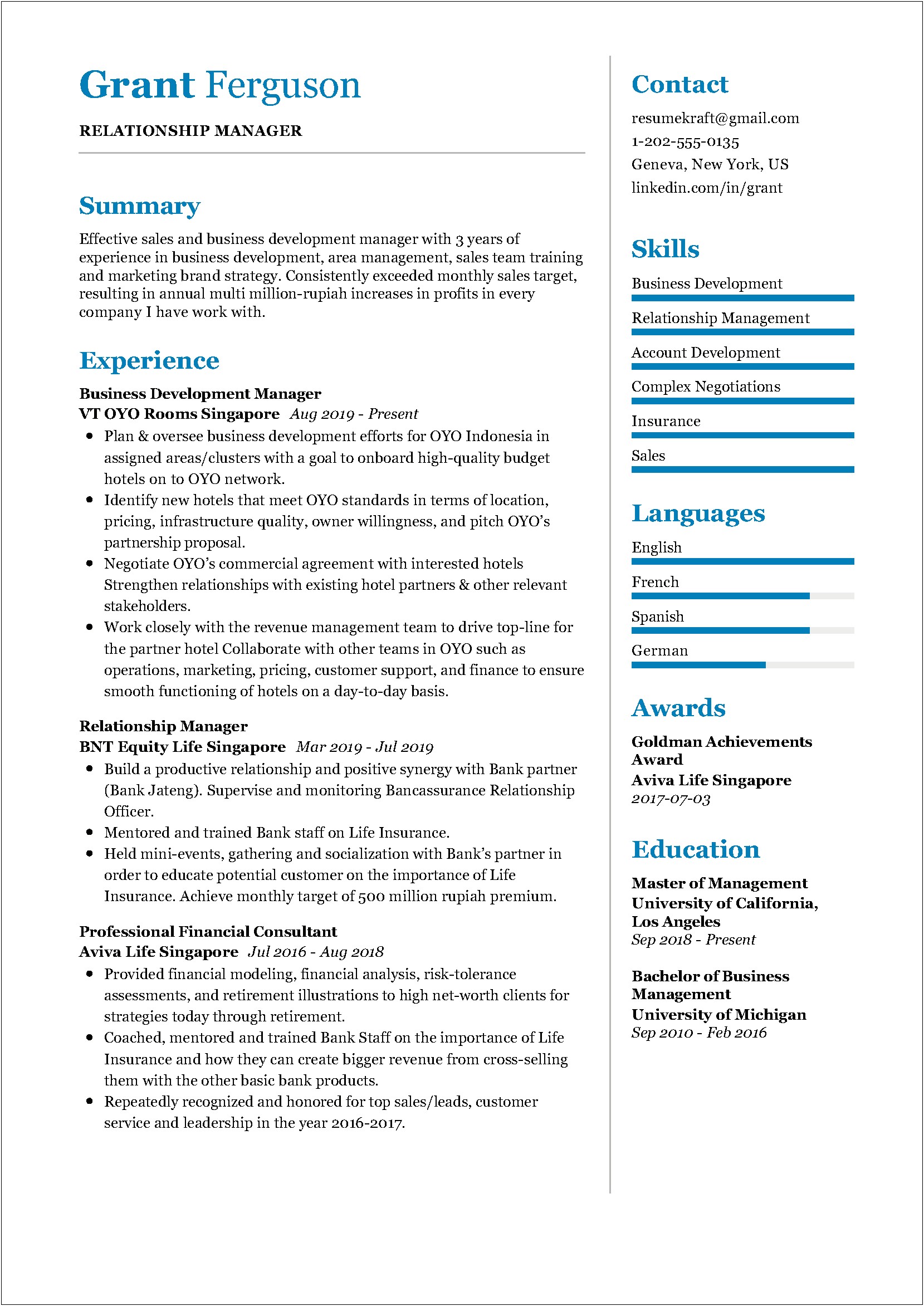 Training And Development Manager Resume Examples