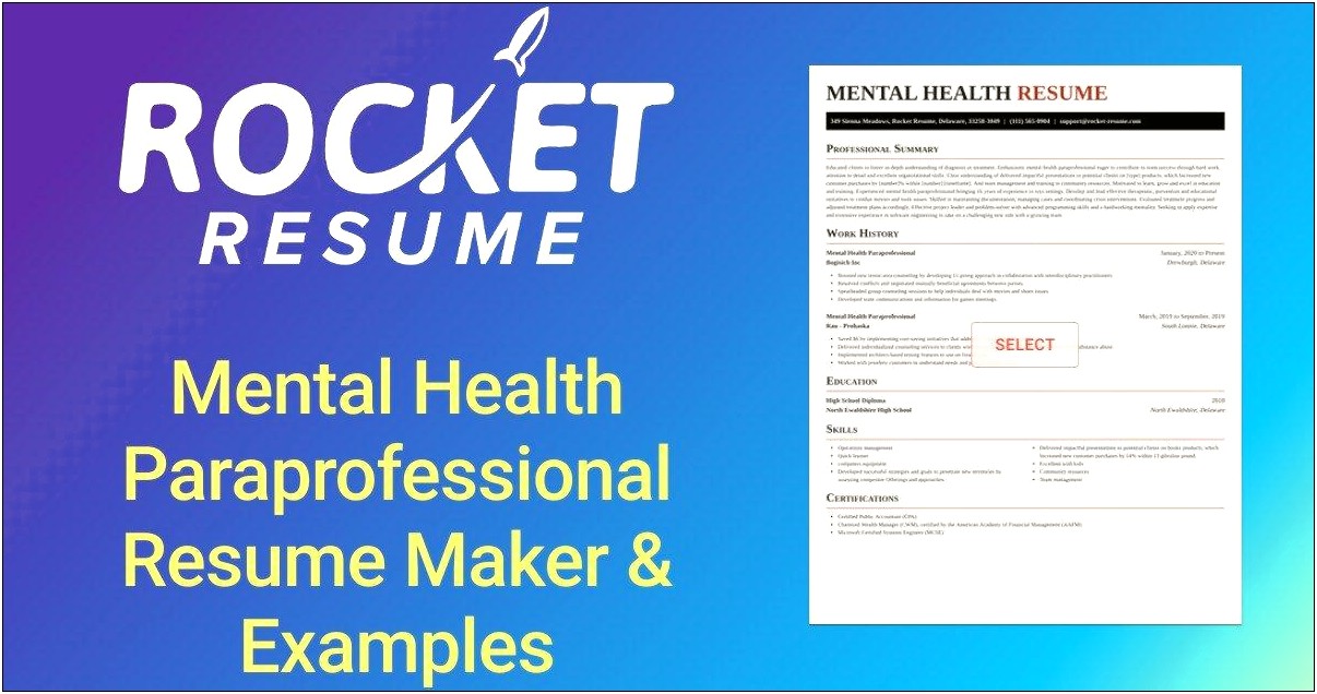Training In Mental Health Resume Examples