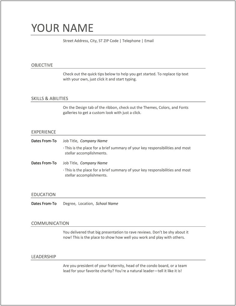 Transfer Student Resume No Experience Samples