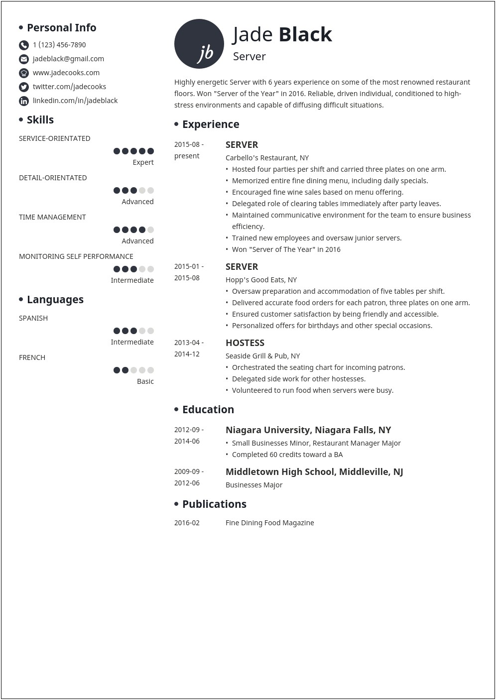 Travelcenters Of America Server Job Description For Resume