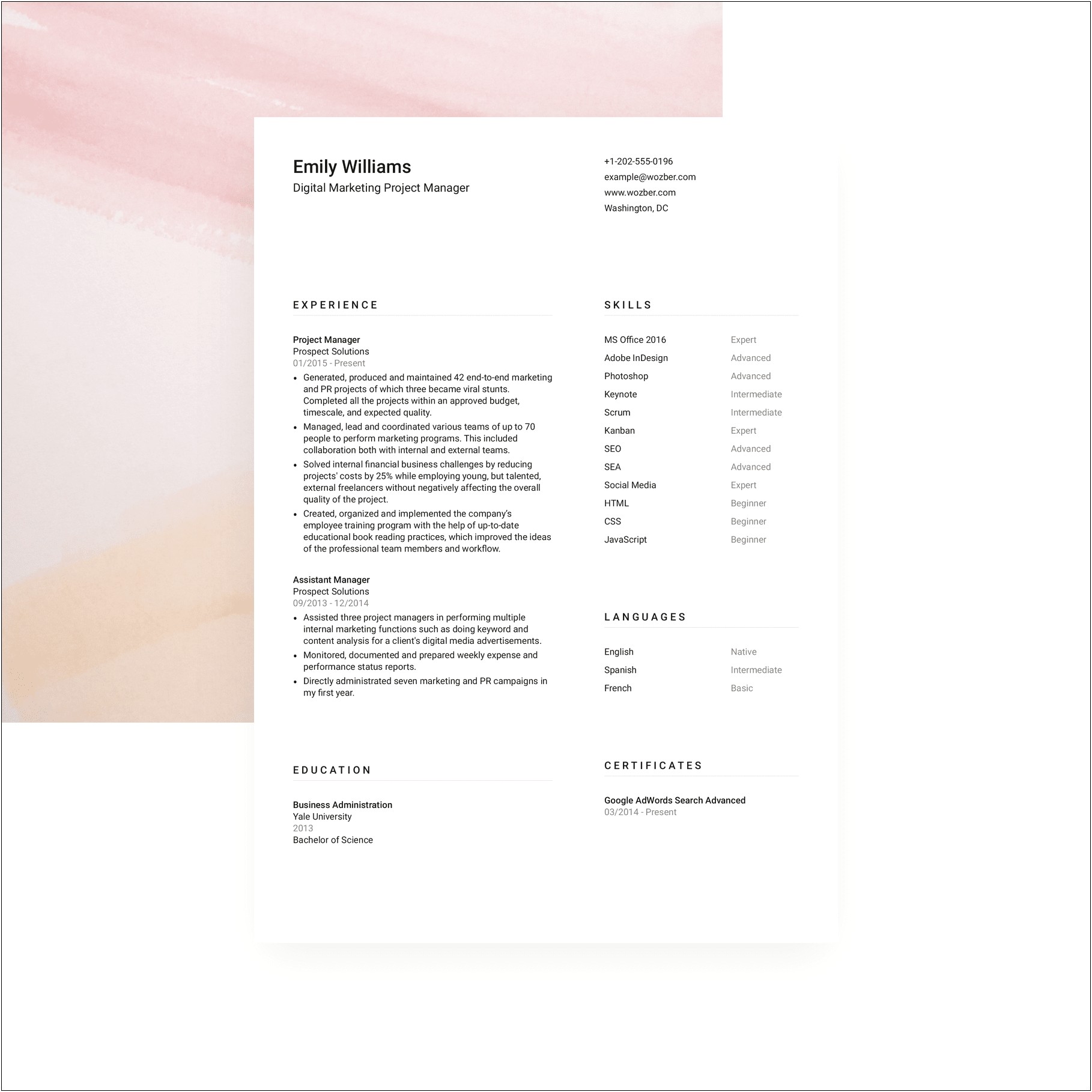 Two Column Resume Template Free Download