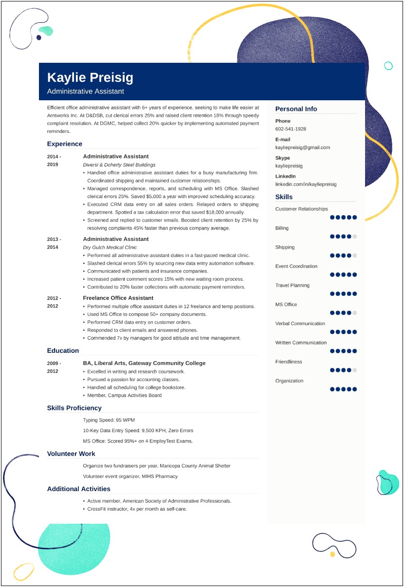 Two Page Administrative Assistant Resume Template