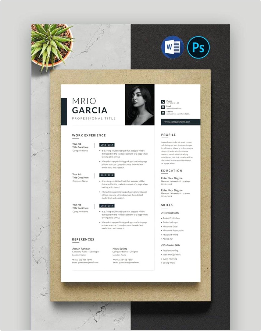Two Page Minimalist Resume Template Word