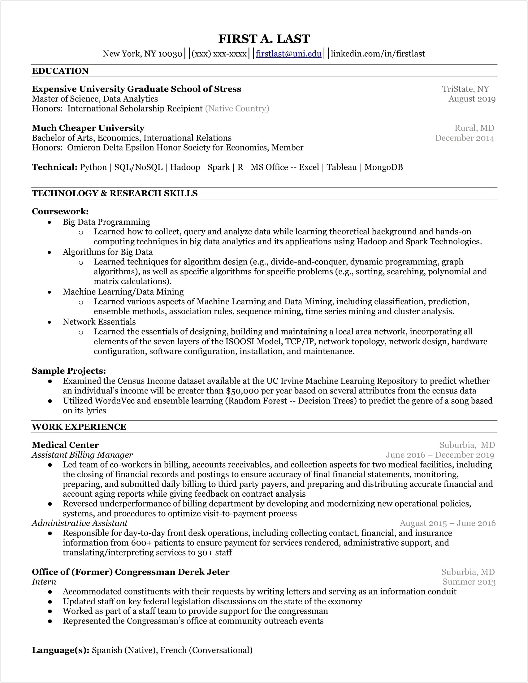 Two Page Resume With No Relevant Experience
