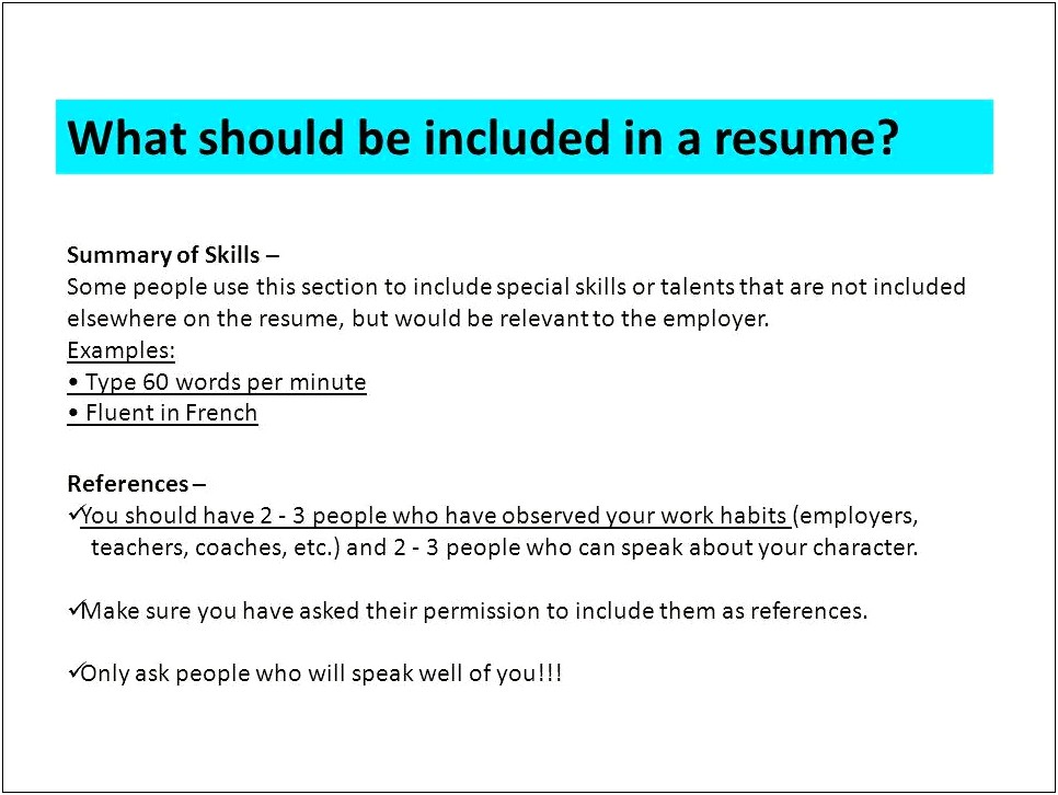 Type Per Minute Skills On Resume