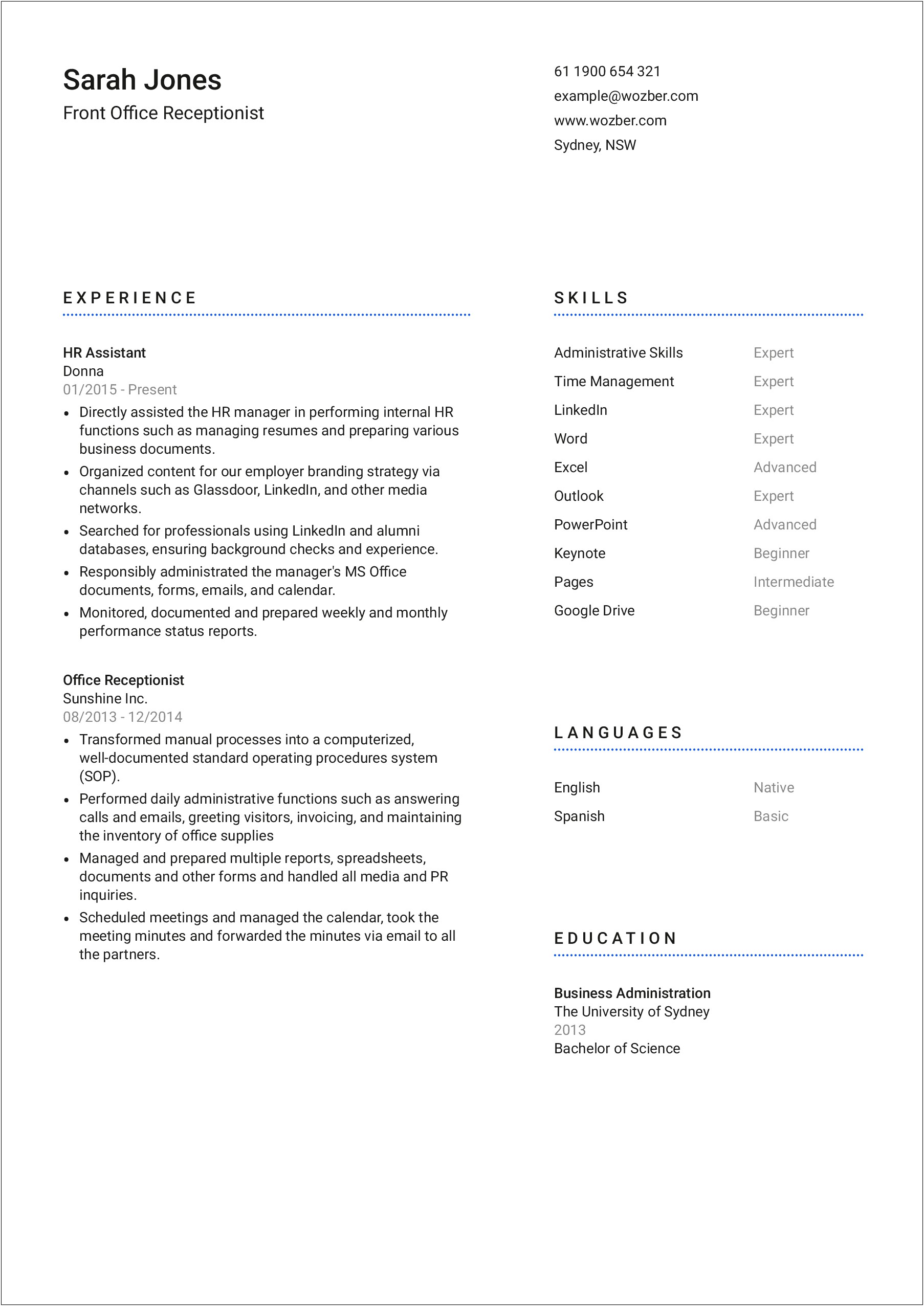 Types Of Experince To Put On Resume