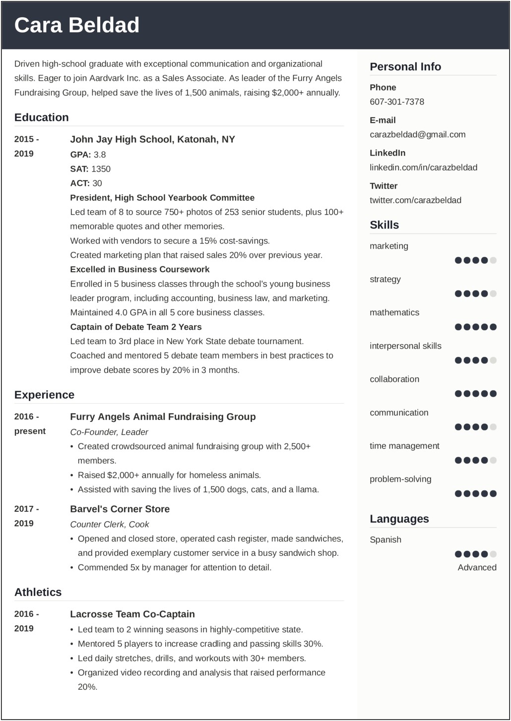 Types Of Skills High School Resume