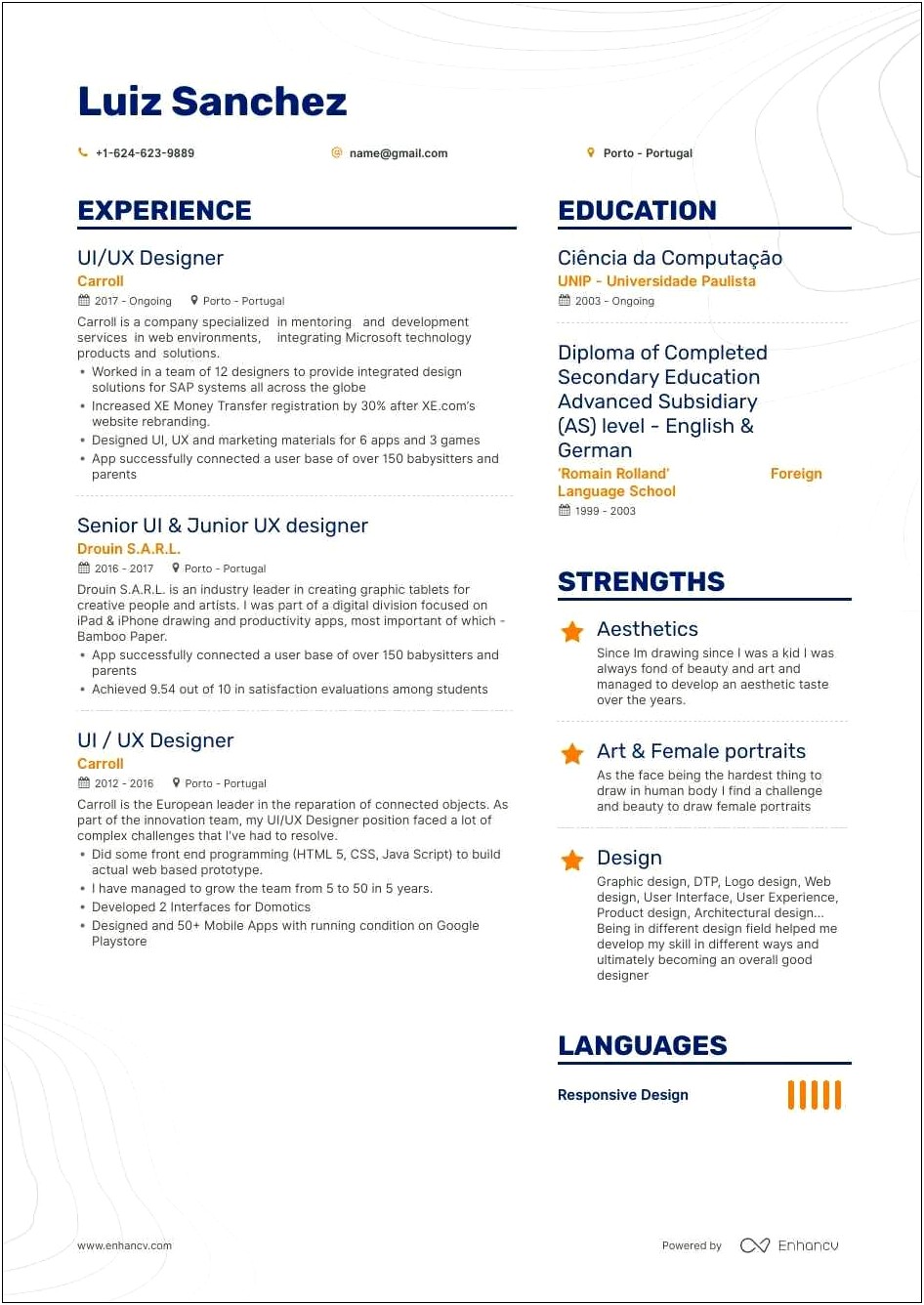 Ui Resume For 1 Year Experience