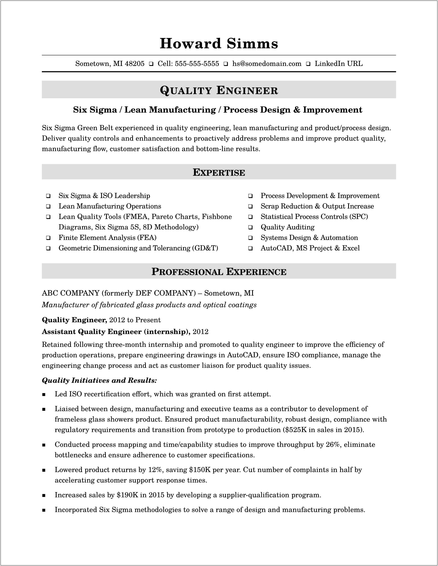 Uiuc Engineering Career Services Sample Resume