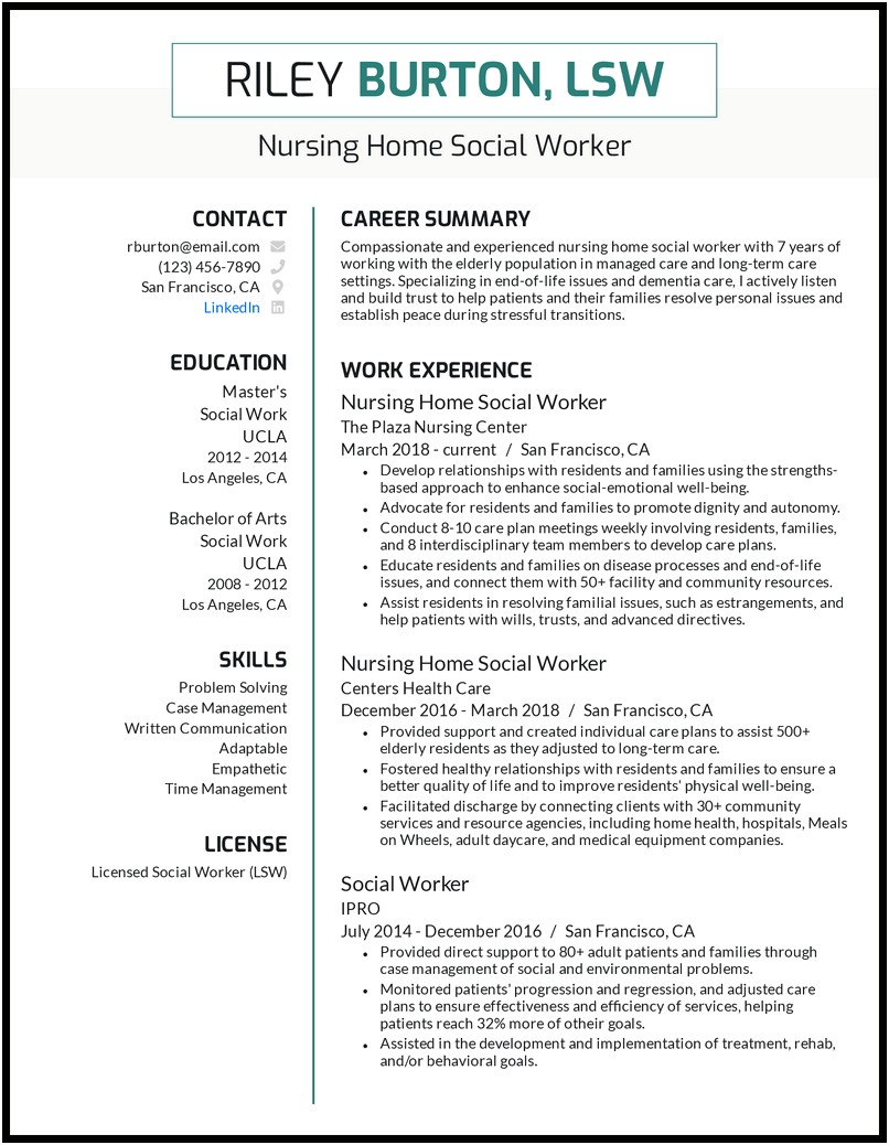 Undergradurate Social Worker Resume No Experience