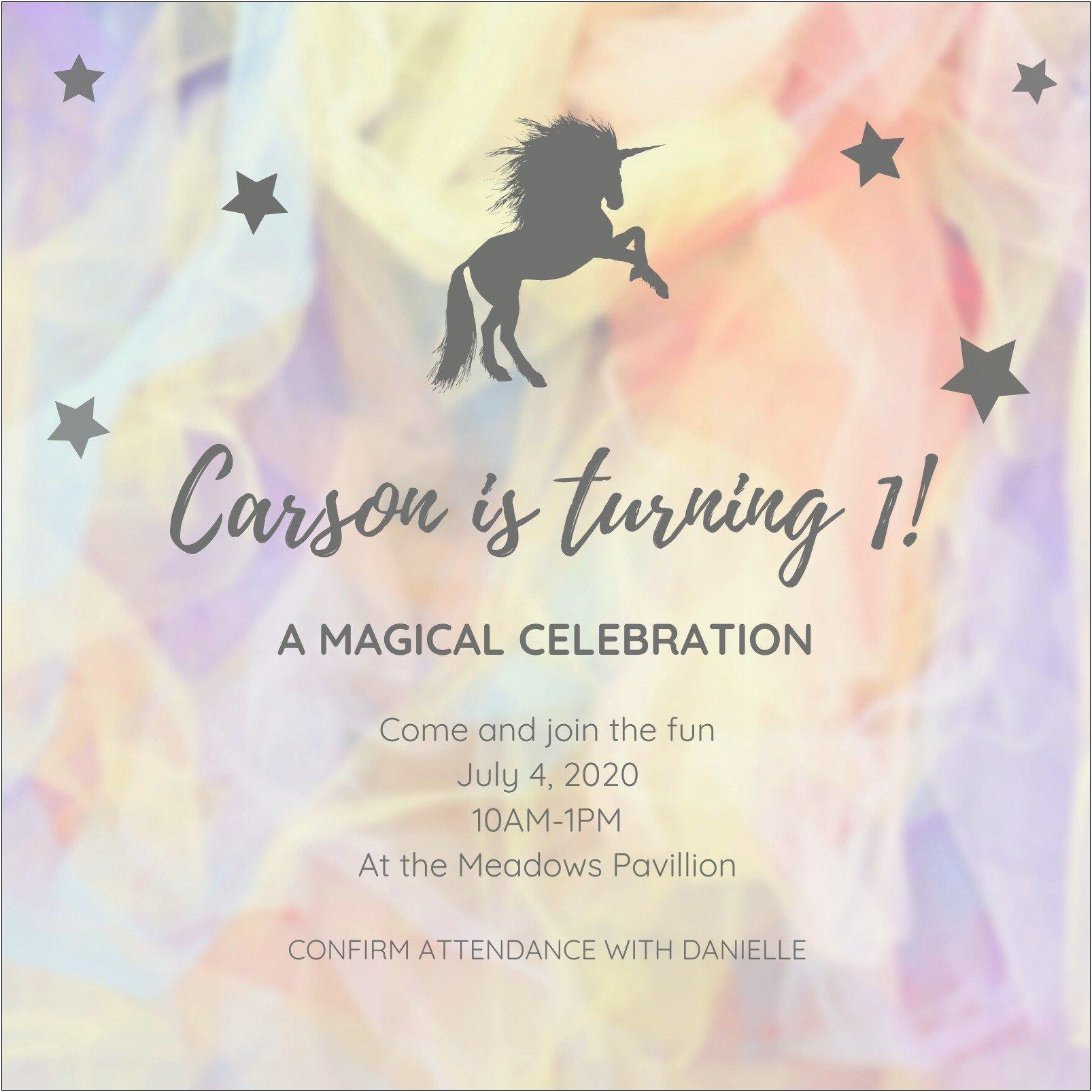 Unicorn Birthday Invitation Card Template Free