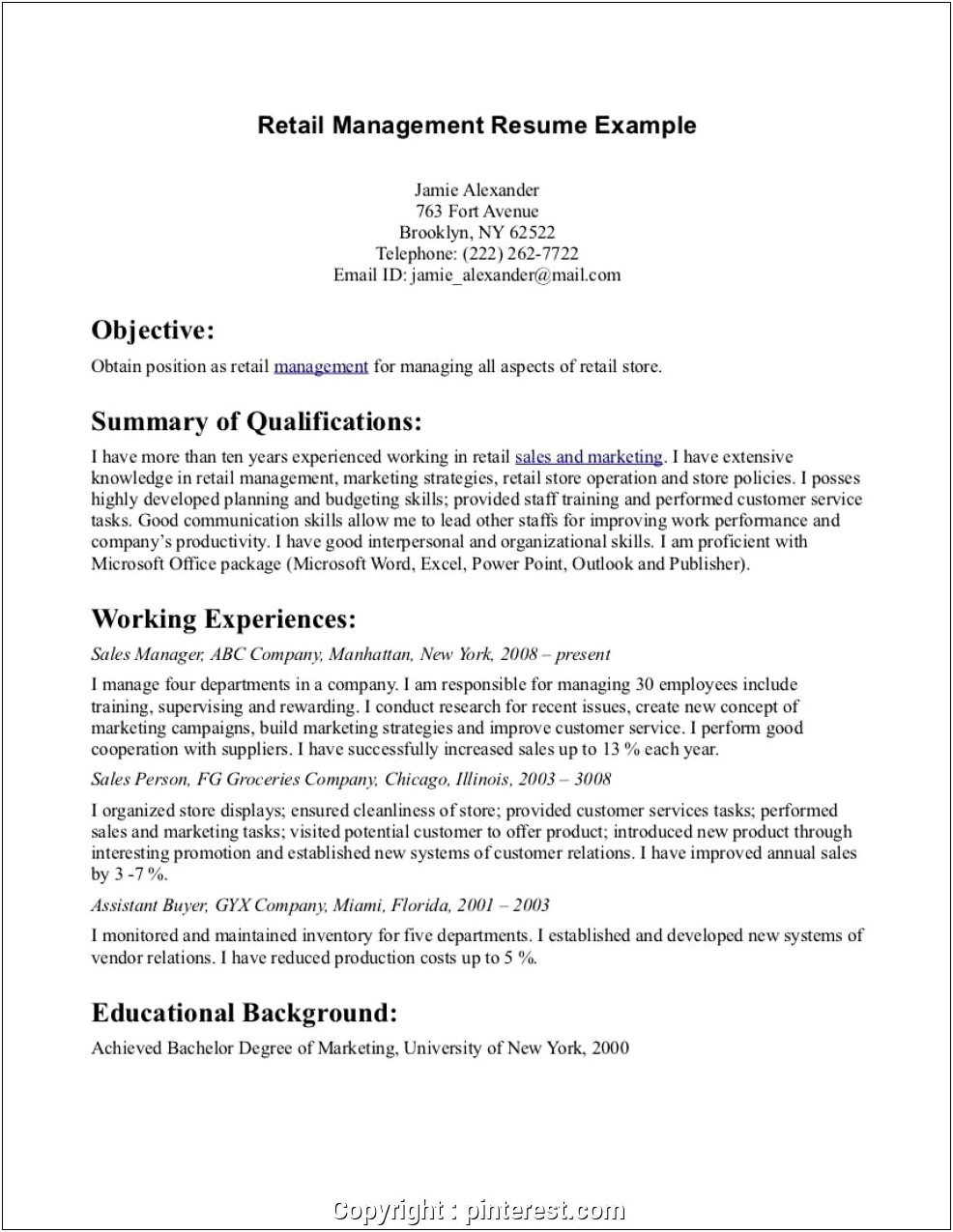 Unique Objective Statements Store Manager Resume