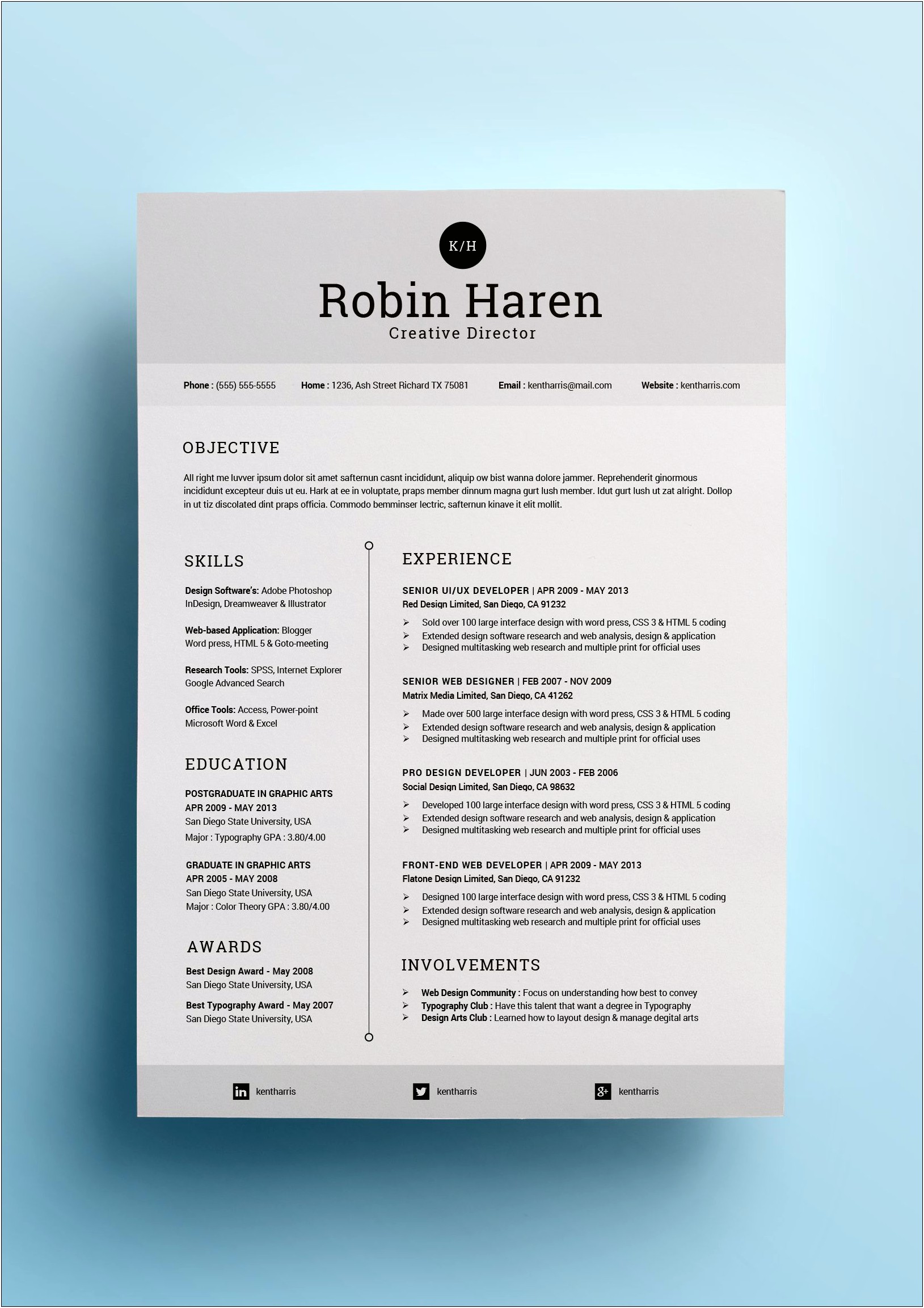 Univeristy Of San Diego Resume Template