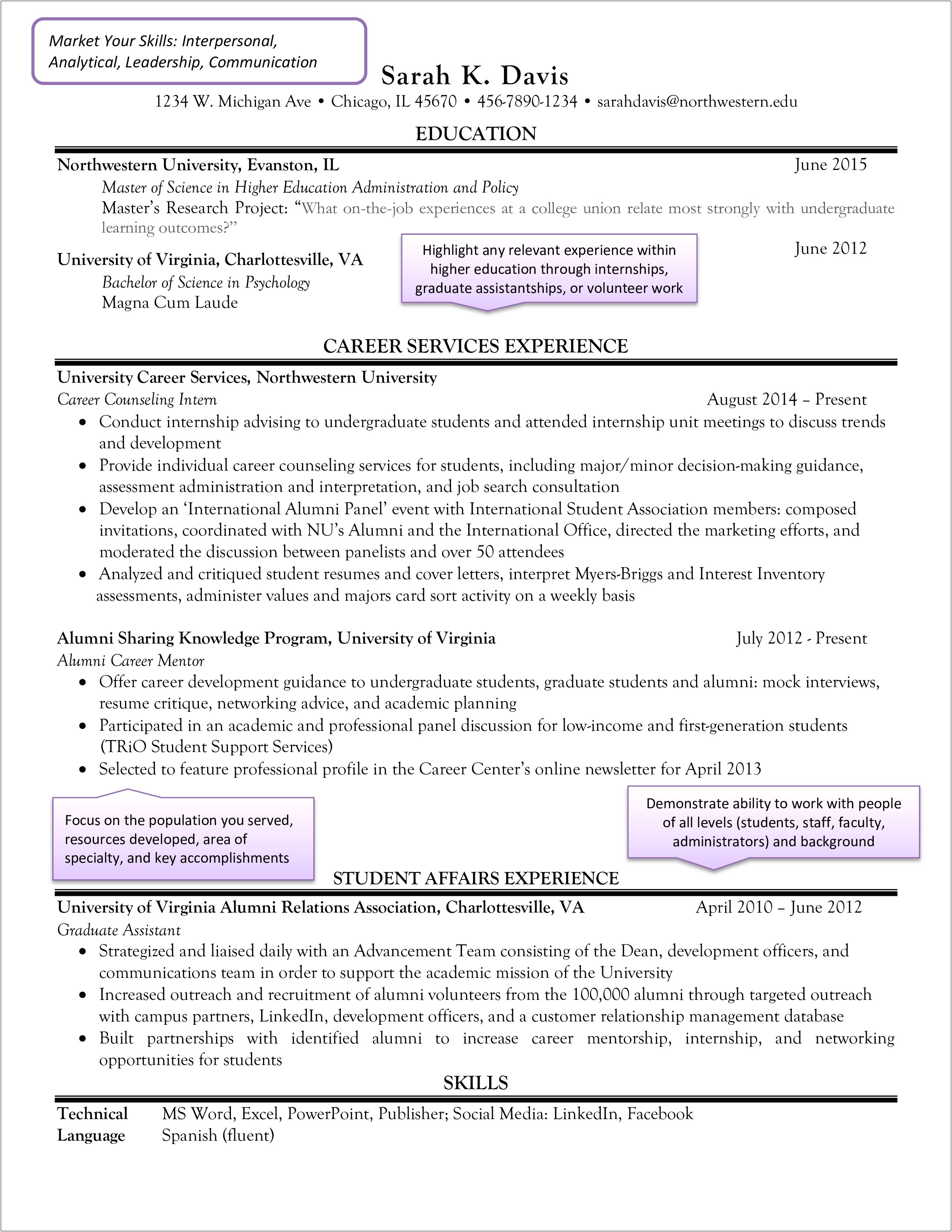 University Of Michigan Liberal Arts Sample Resume