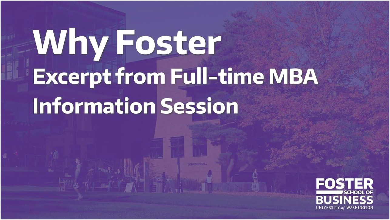 University Of Washington Foster School Of Business Resume