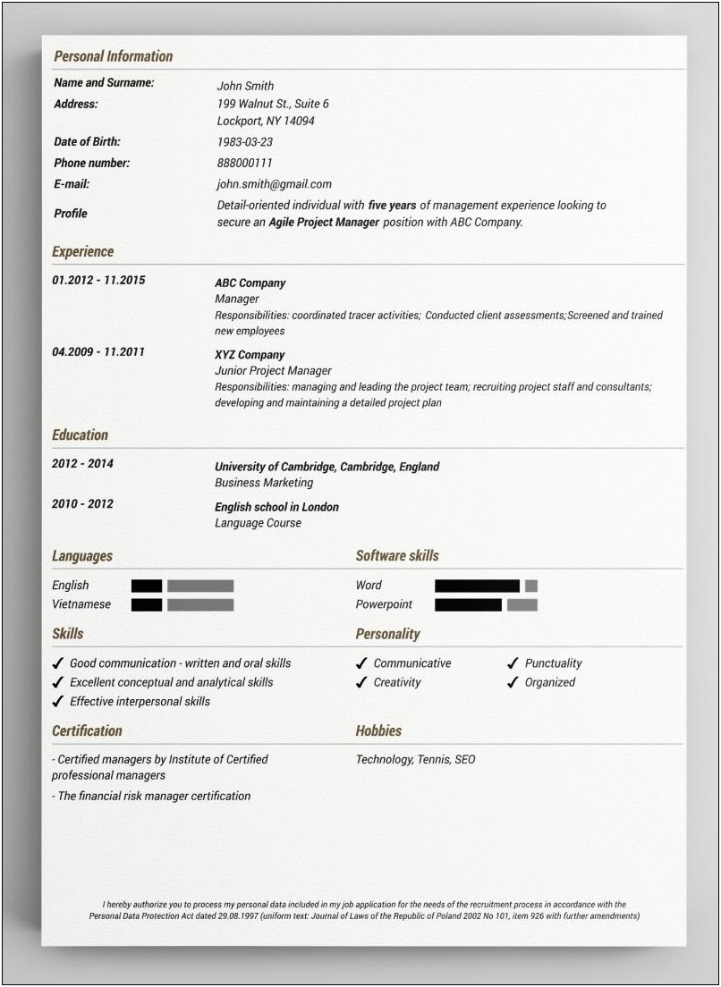 Updated Resume Format 2014 Free Download