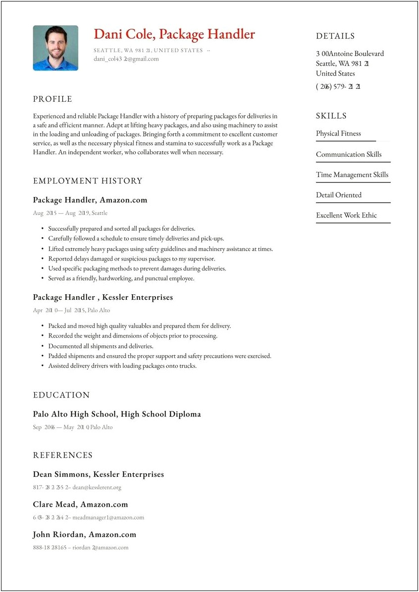Ups Package Handler Job Description Resume