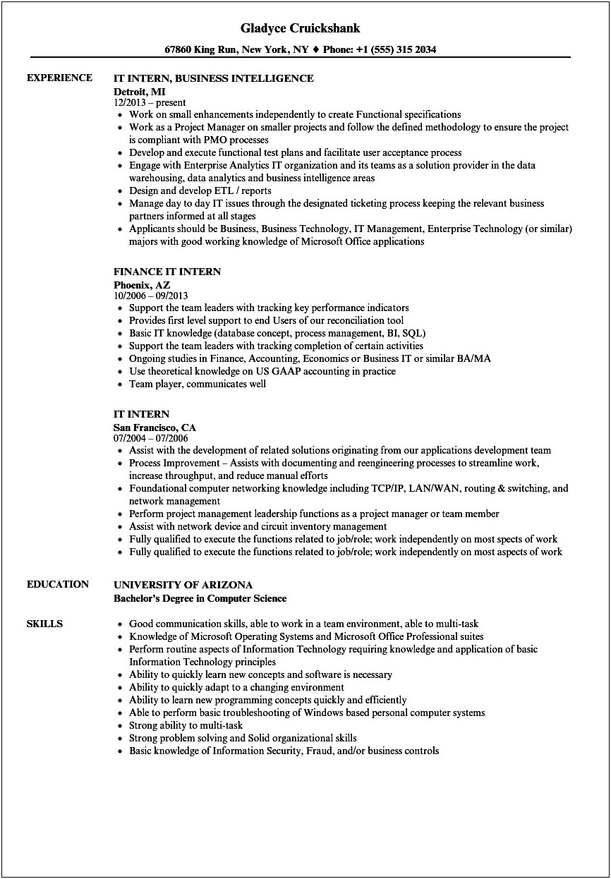 Use Relavent Jobs For Intership Resume