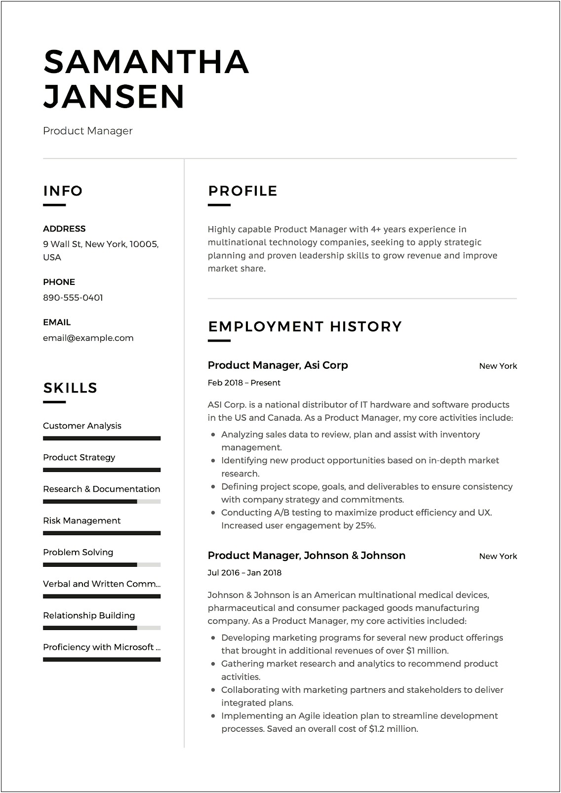 User Defined Field In Resume Example