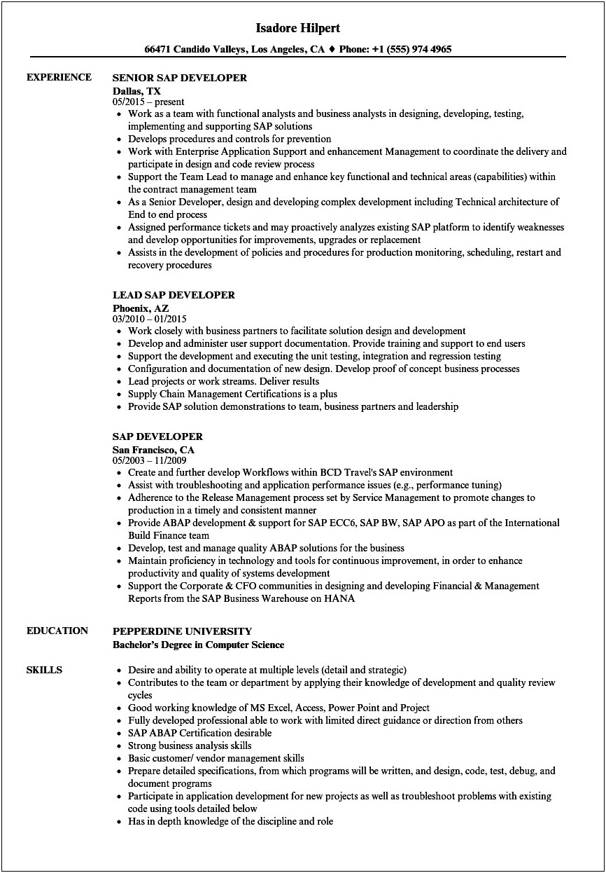 User Exit Hands On Experience Resume Sap