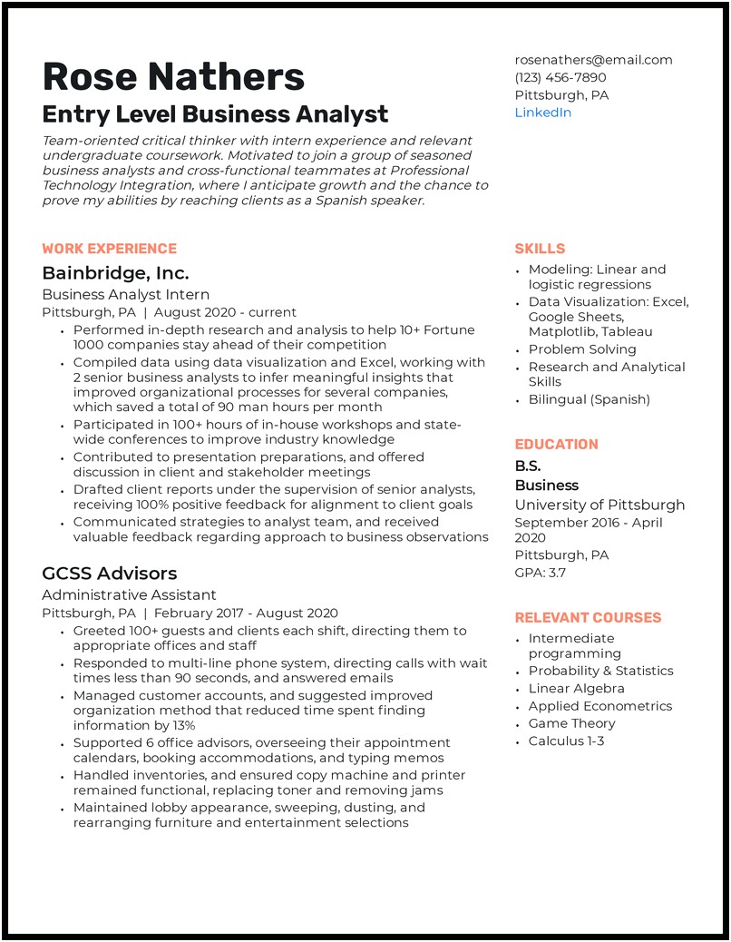 User Interface Mockup Business Analyst Sample Resume