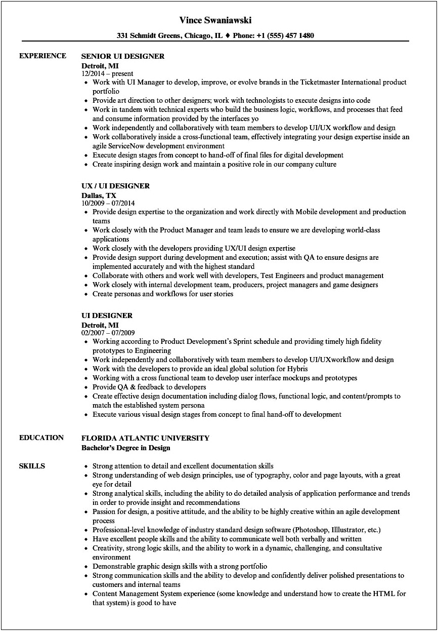 Ux Designer Resume With No Experience