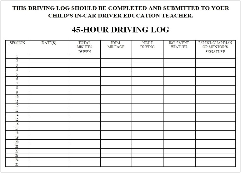 Vehicle Log Book Template Free Download
