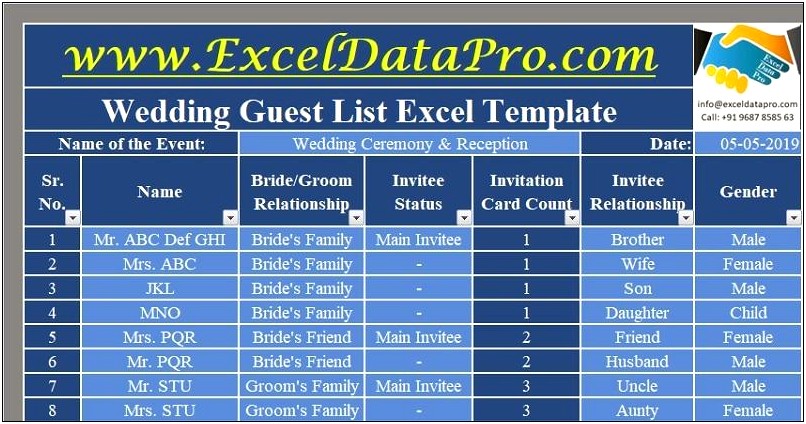 Wedding Planner Excel Template Free Download