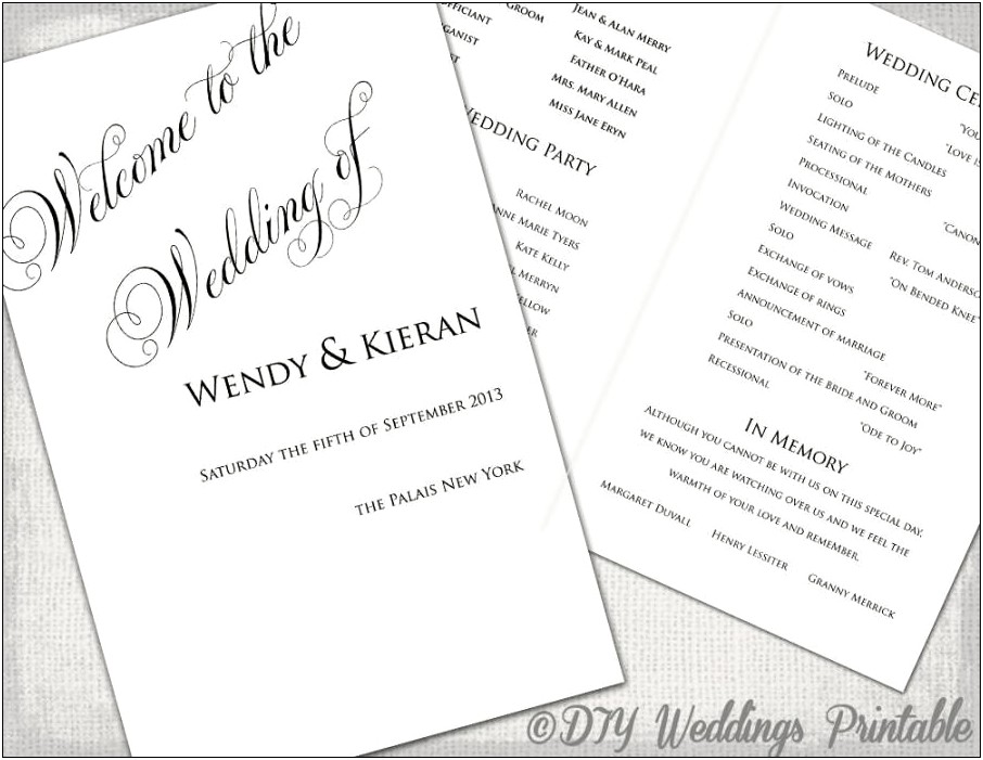 Wedding Reception Program Templates Free Download