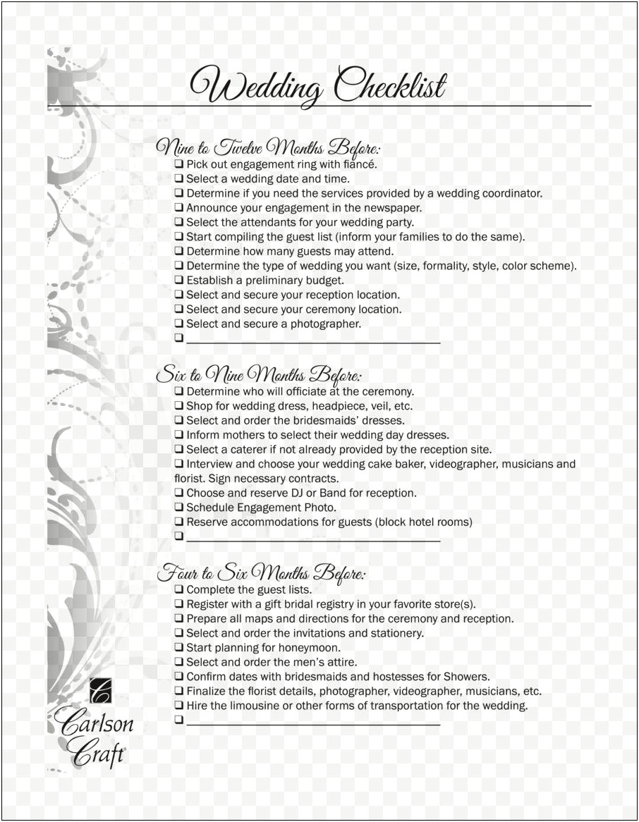 Wedding Timeline For Guests Template Free