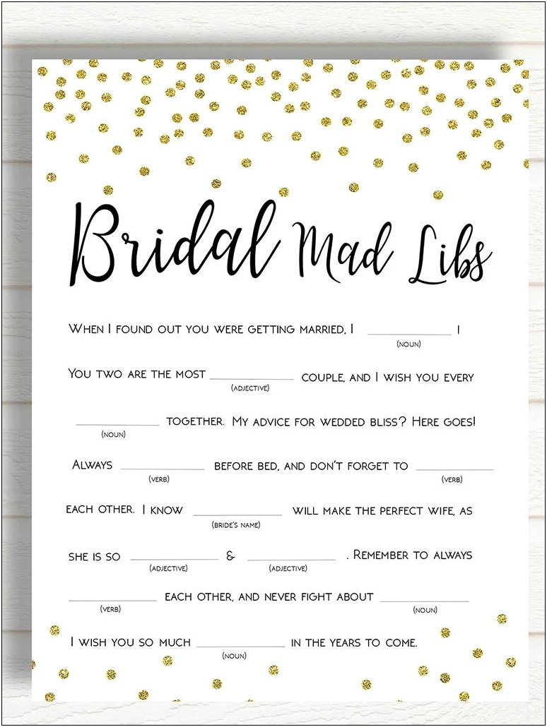 Wedding Vows Mad Libs Free Template