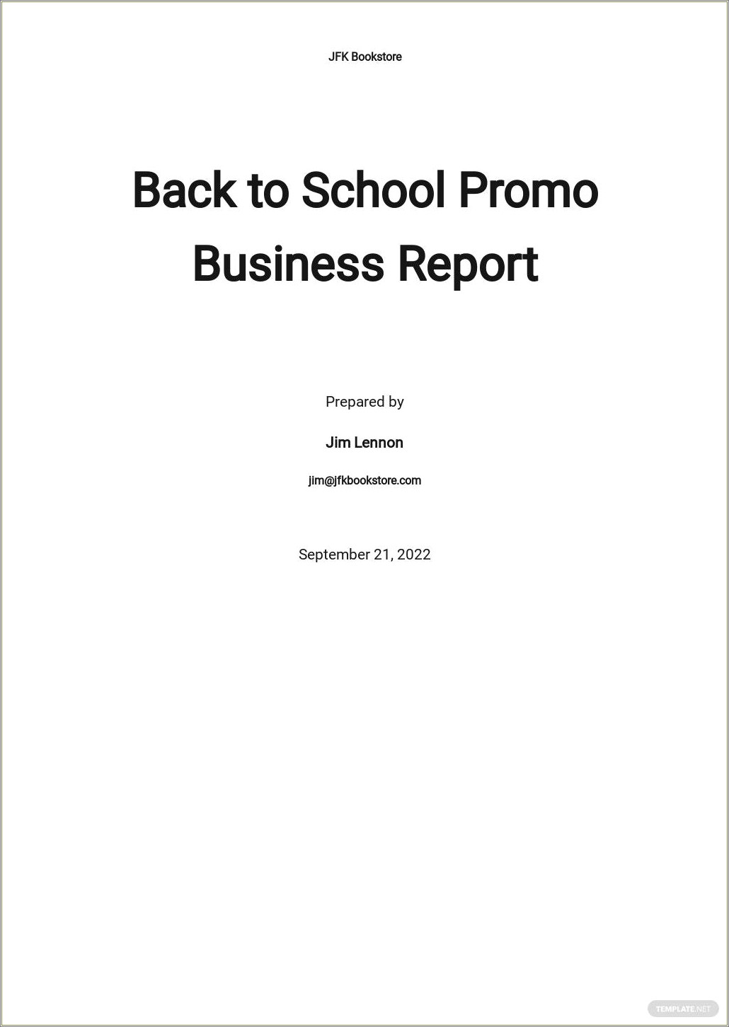 Business Report Cover Page Free Template