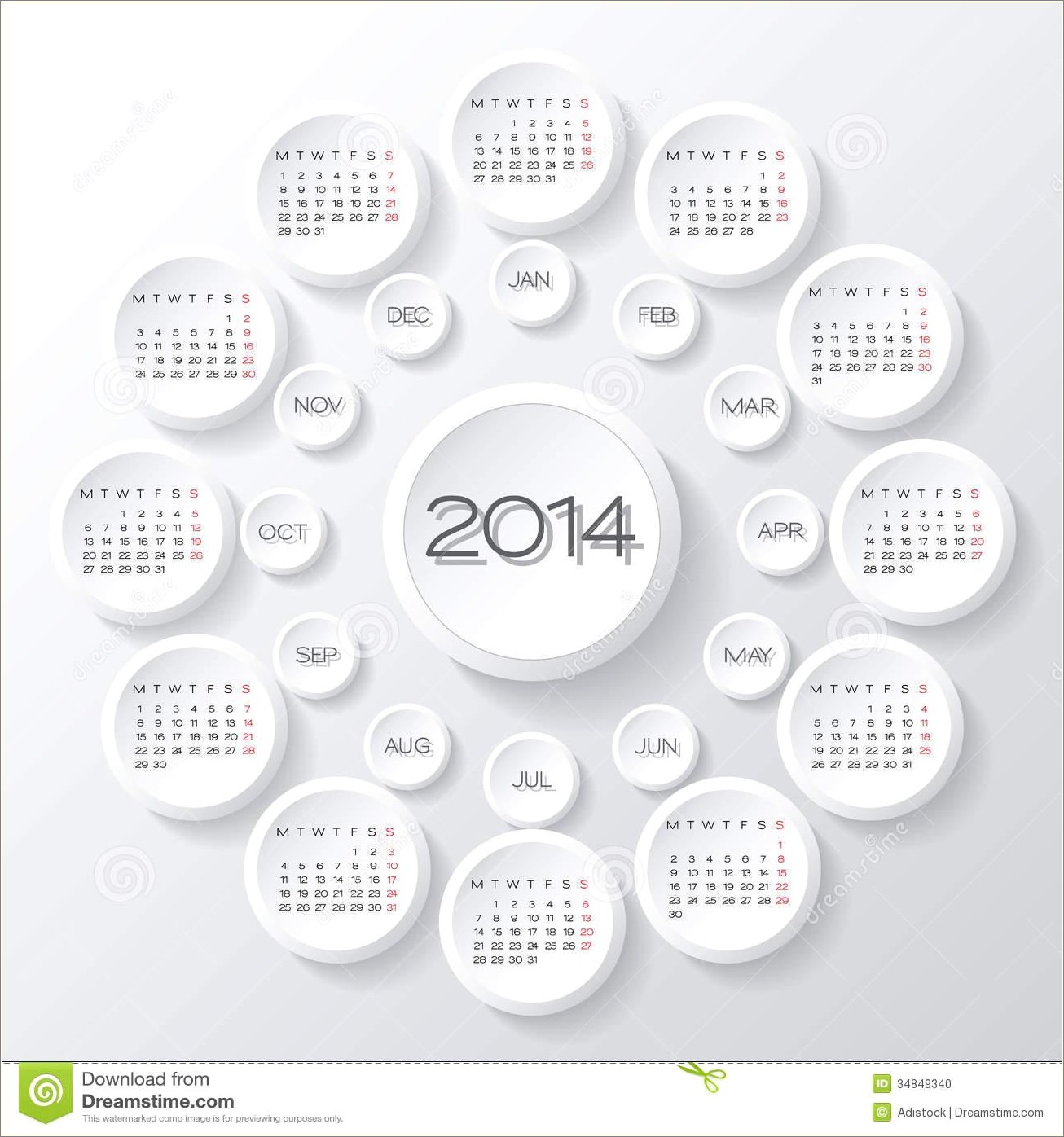 Calendar 2014 Ai Template Free Download