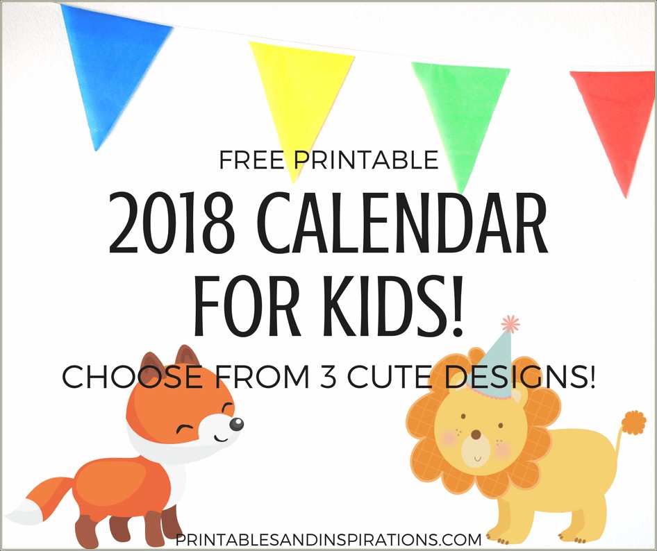Calendar Template 2017 Free For Children