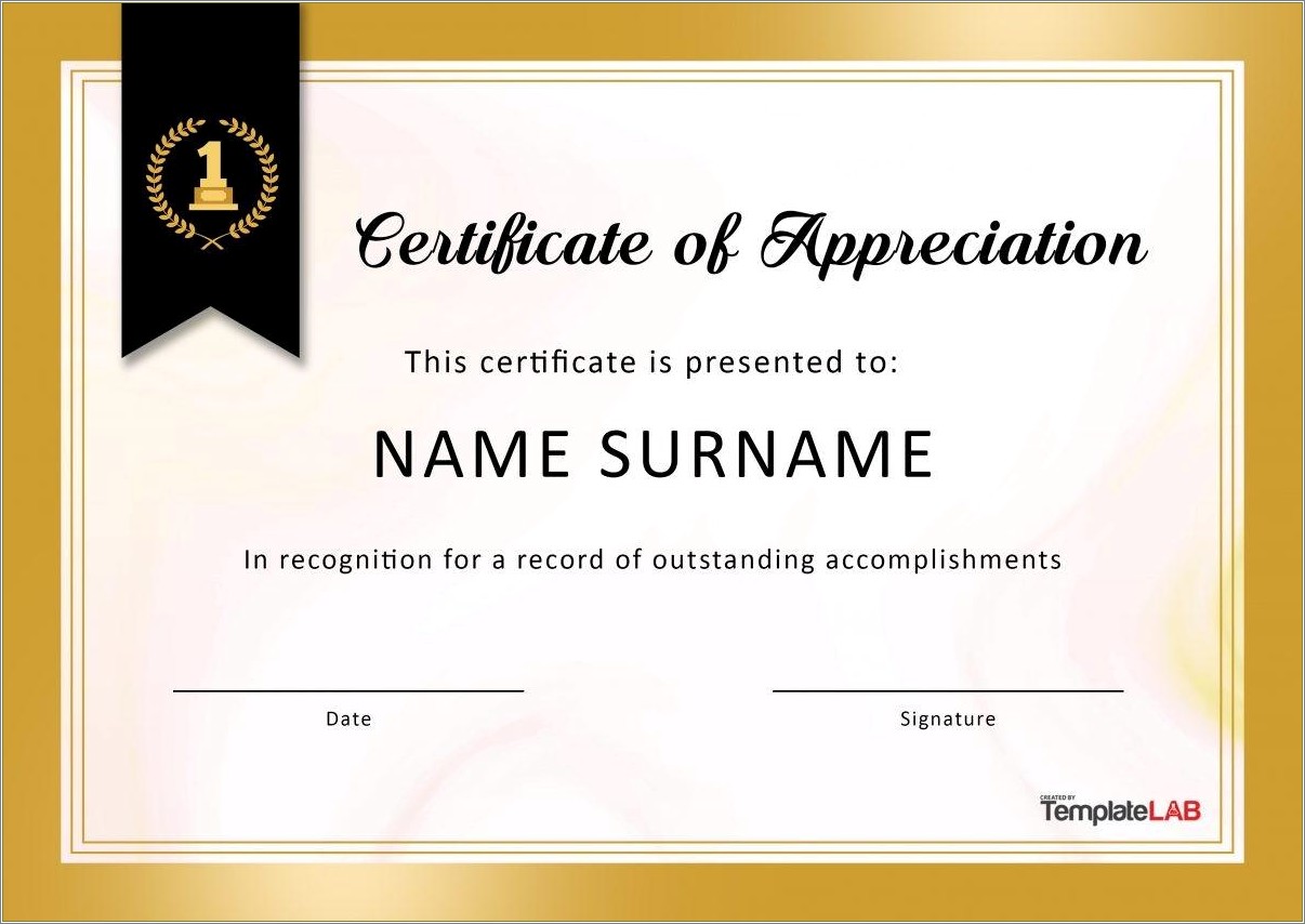 Certificate Of Appreciation Certificate Free Template