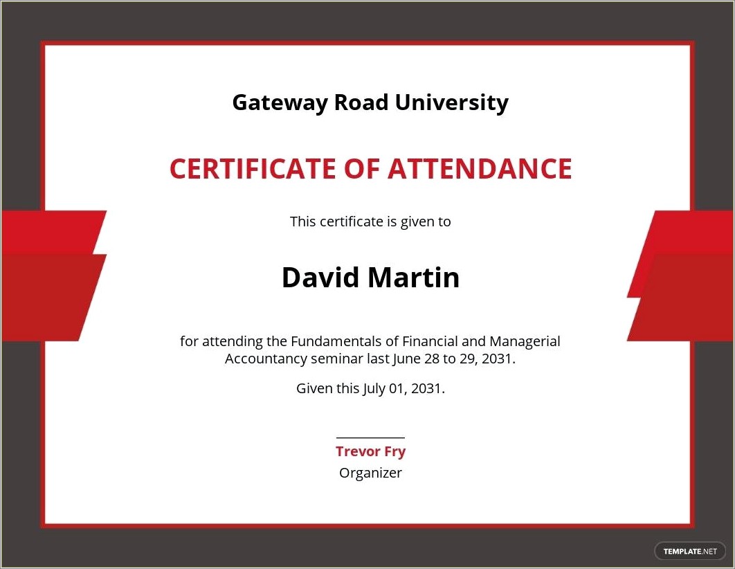 Certificate Of Attendance Templates Free Word